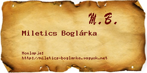 Miletics Boglárka névjegykártya