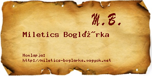 Miletics Boglárka névjegykártya