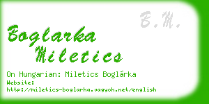 boglarka miletics business card