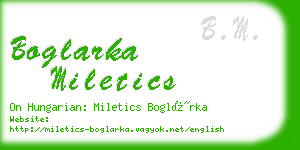 boglarka miletics business card